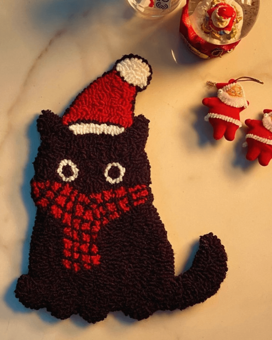 Black Santa Cat Coaster