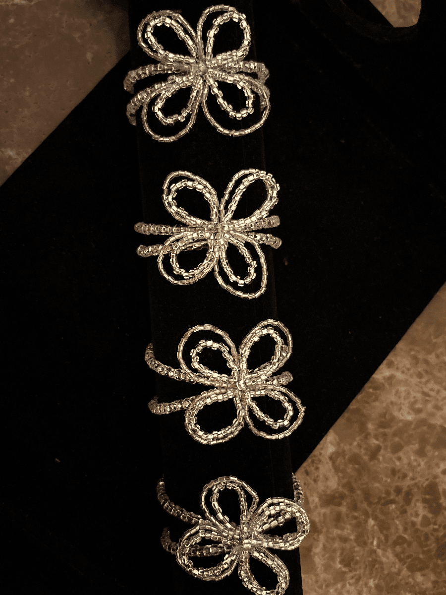 Double beaded bracelet in silver color